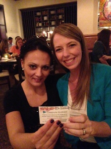 Me and our waitress, Milena, with my RAK card.